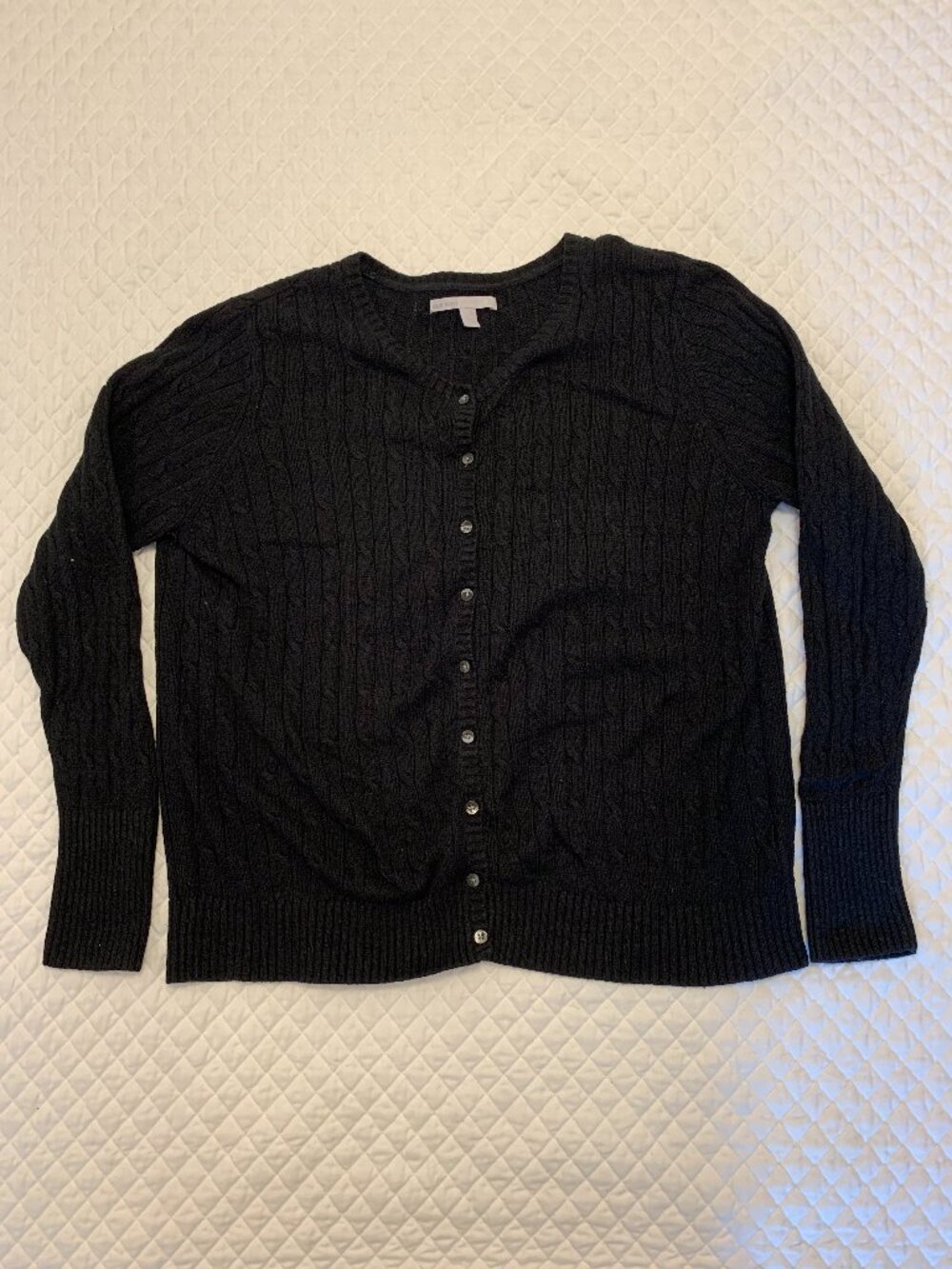 Women’s Old Navy Cotton Blend Black Cable Knit Cardigan Sweater XL